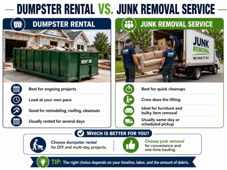 Dumpster rental vs junk removal comparison guide
